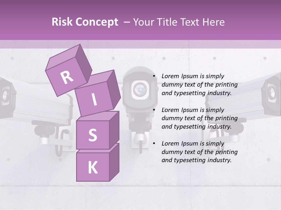Three Security Cameras On A Wall Powerpoint Template PowerPoint Template