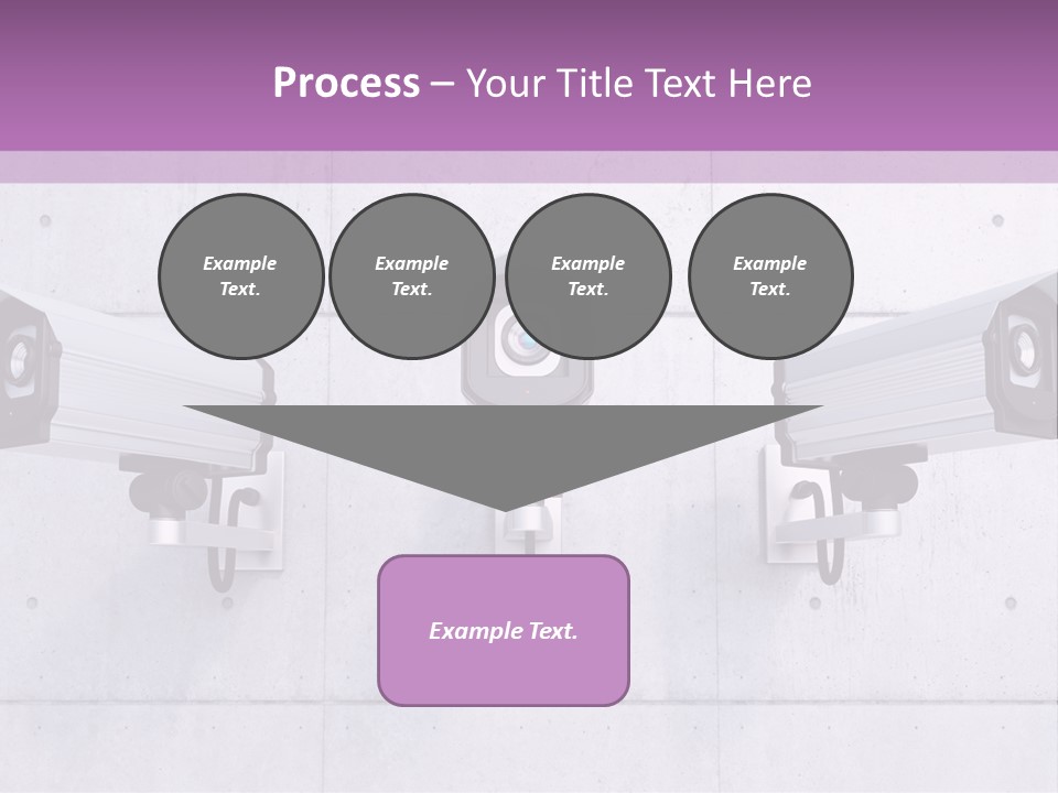 Three Security Cameras On A Wall Powerpoint Template PowerPoint Template