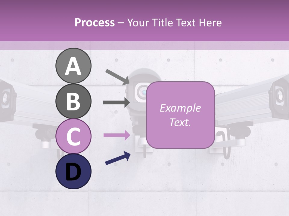 Three Security Cameras On A Wall Powerpoint Template PowerPoint Template