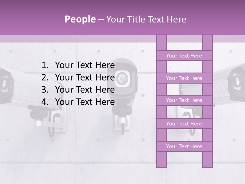 Three Security Cameras On A Wall Powerpoint Template PowerPoint Template