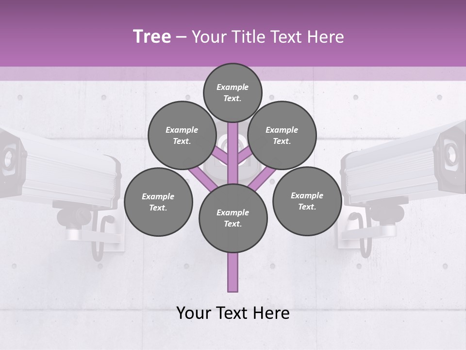 Three Security Cameras On A Wall Powerpoint Template PowerPoint Template