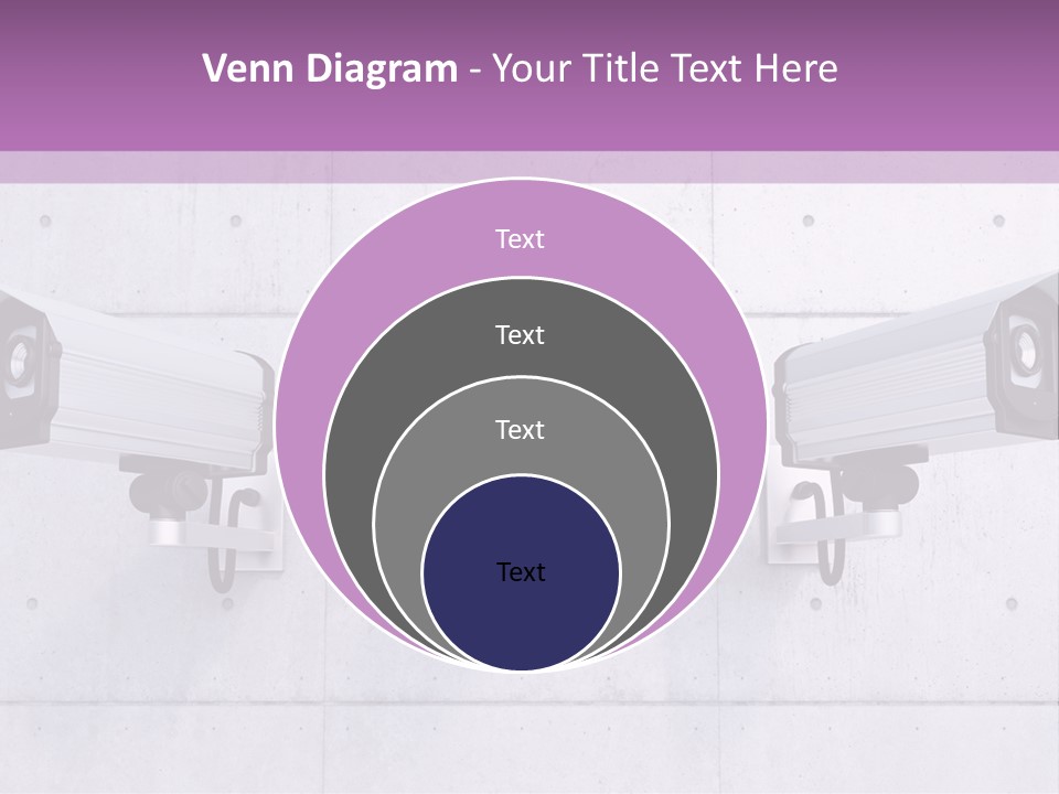 Three Security Cameras On A Wall Powerpoint Template PowerPoint Template