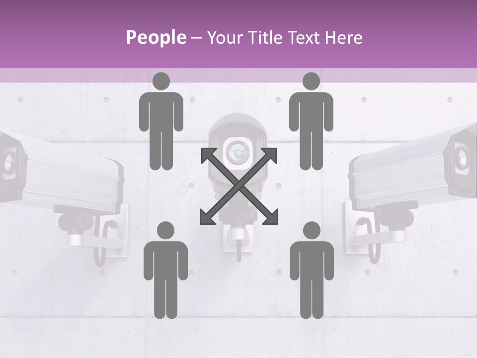 Three Security Cameras On A Wall Powerpoint Template PowerPoint Template