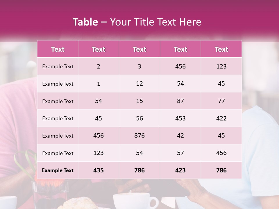 A Man And Woman Sitting At A Table Looking At A Tablet PowerPoint Template