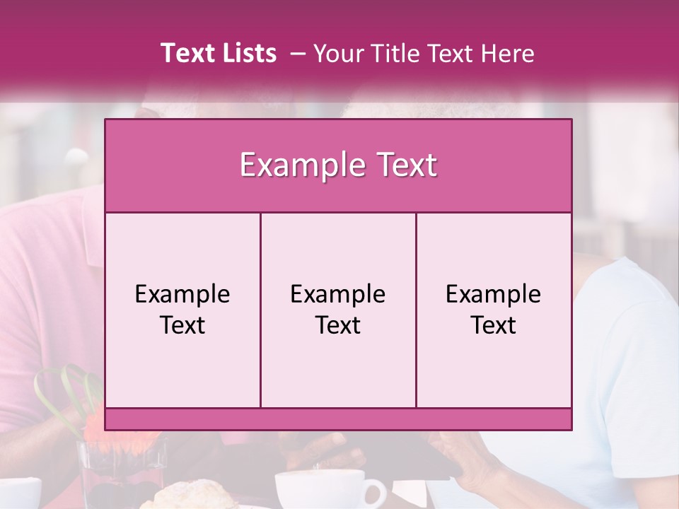 A Man And Woman Sitting At A Table Looking At A Tablet PowerPoint Template