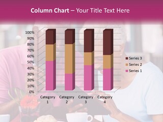A Man And Woman Sitting At A Table Looking At A Tablet PowerPoint Template