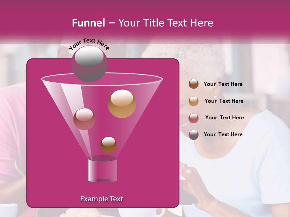 A Man And Woman Sitting At A Table Looking At A Tablet PowerPoint Template
