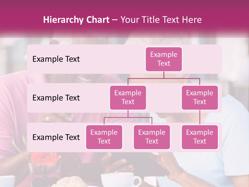 A Man And Woman Sitting At A Table Looking At A Tablet PowerPoint Template