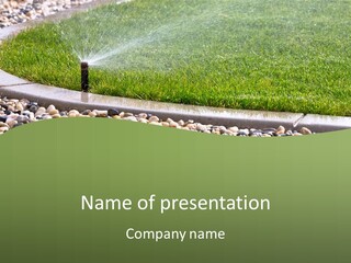 A Sprinkle Is Spraying Water On A Lawn PowerPoint Template