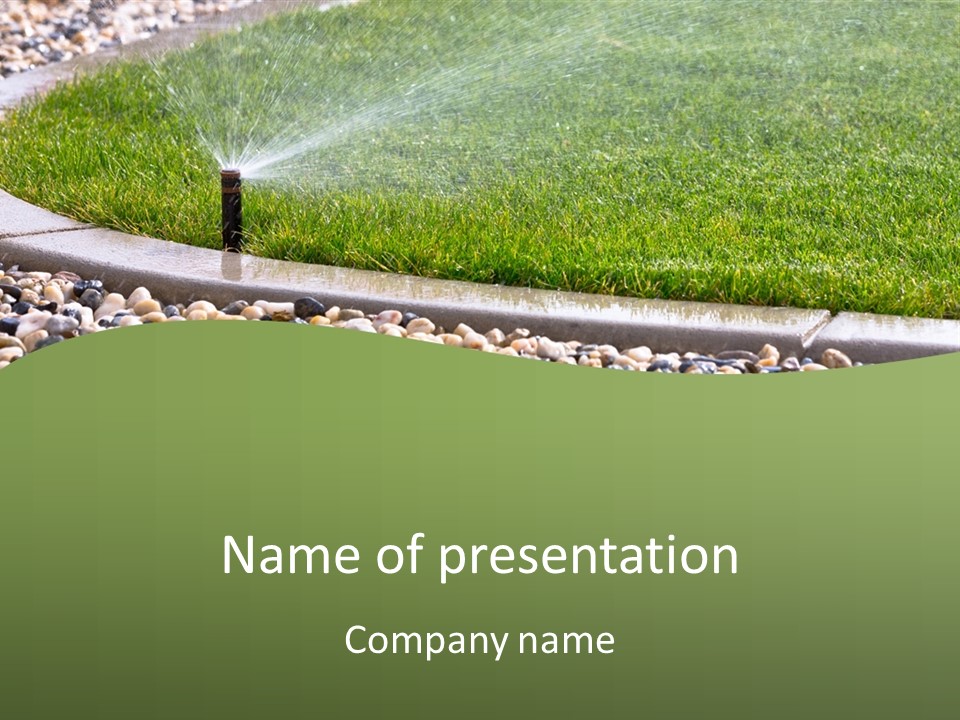 A Sprinkle Is Spraying Water On A Lawn PowerPoint Template