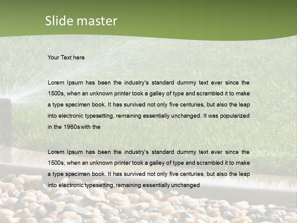 A Sprinkle Is Spraying Water On A Lawn PowerPoint Template