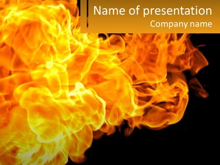 A Bunch Of Fire Flames With A Black Background PowerPoint Template