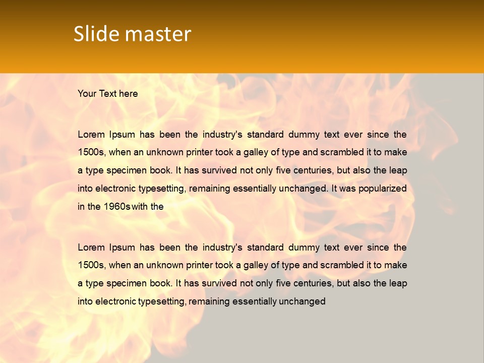 A Bunch Of Fire Flames With A Black Background PowerPoint Template