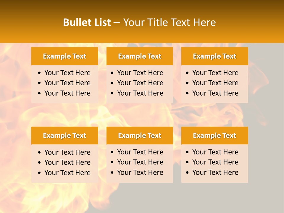 A Bunch Of Fire Flames With A Black Background PowerPoint Template