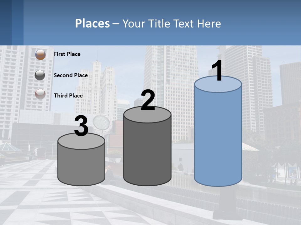 A Woman Holding An Umbrella In Front Of A Cityscape PowerPoint Template