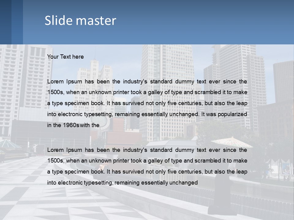 A Woman Holding An Umbrella In Front Of A Cityscape PowerPoint Template