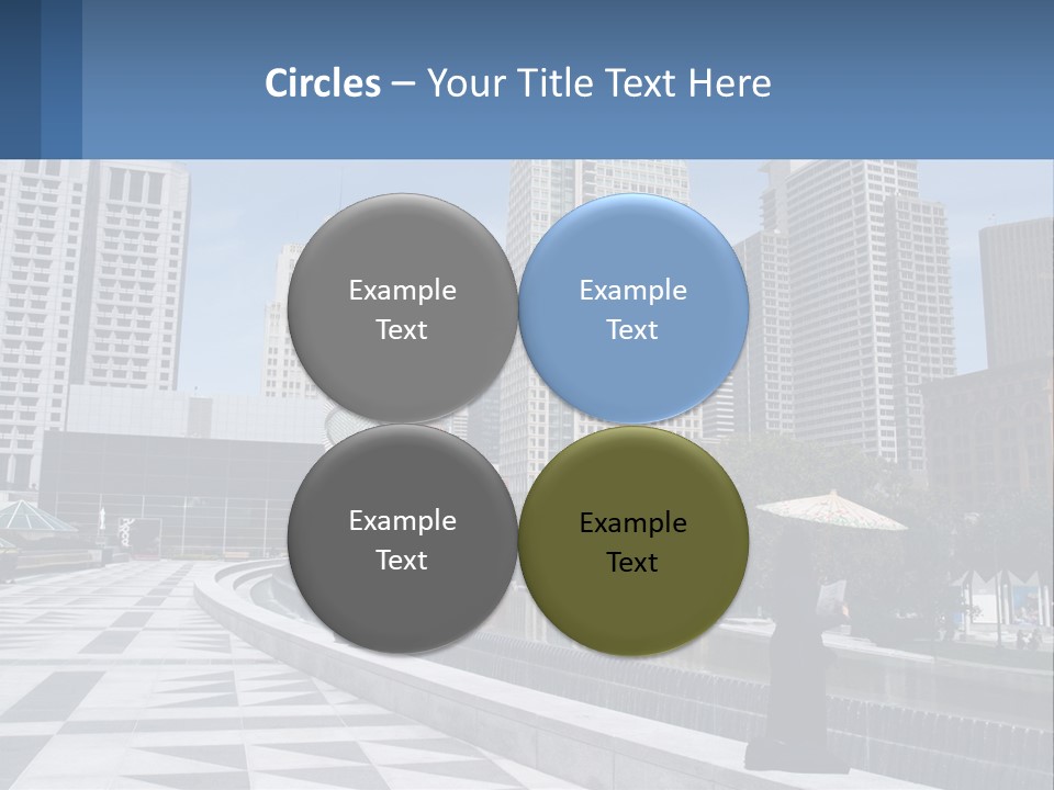 A Woman Holding An Umbrella In Front Of A Cityscape PowerPoint Template