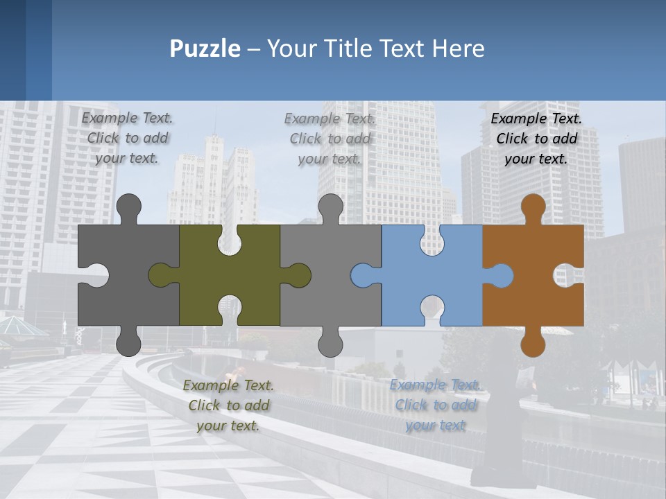 A Woman Holding An Umbrella In Front Of A Cityscape PowerPoint Template