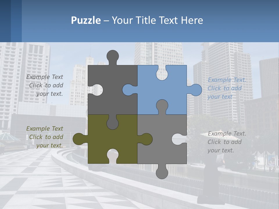 A Woman Holding An Umbrella In Front Of A Cityscape PowerPoint Template