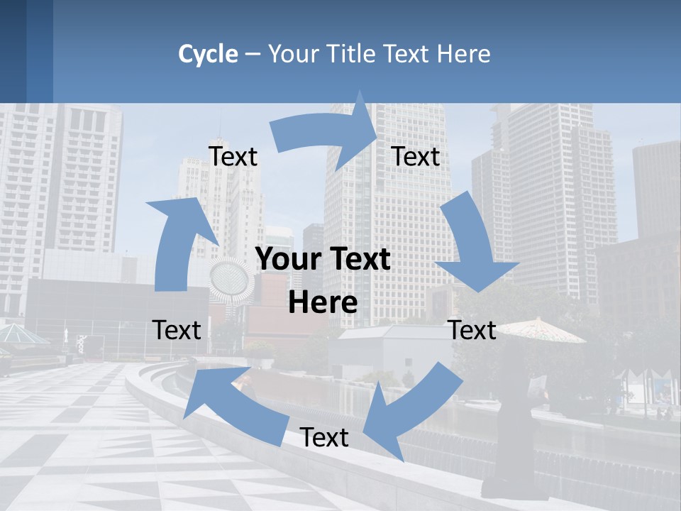 A Woman Holding An Umbrella In Front Of A Cityscape PowerPoint Template