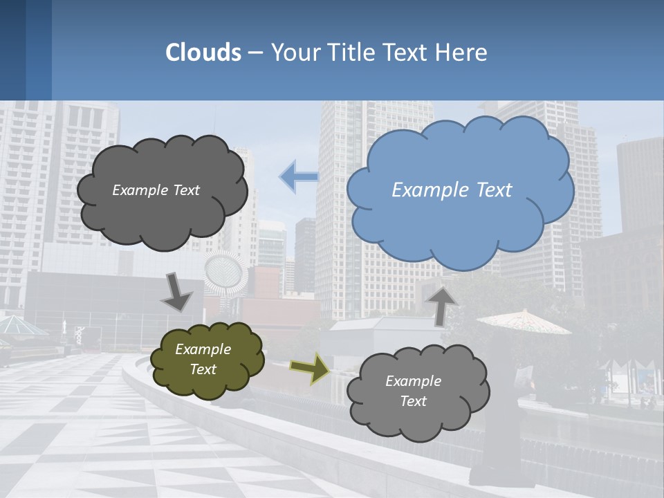 A Woman Holding An Umbrella In Front Of A Cityscape PowerPoint Template
