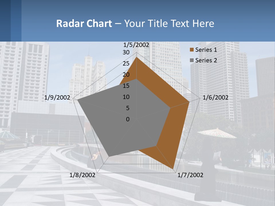 A Woman Holding An Umbrella In Front Of A Cityscape PowerPoint Template