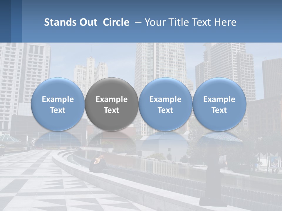 A Woman Holding An Umbrella In Front Of A Cityscape PowerPoint Template