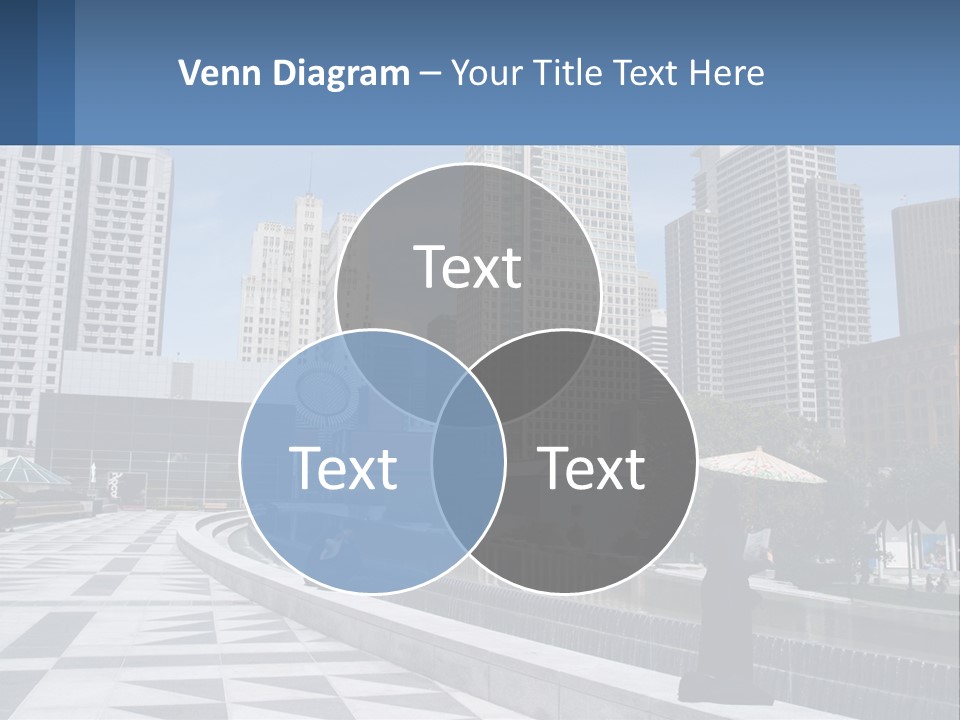 A Woman Holding An Umbrella In Front Of A Cityscape PowerPoint Template