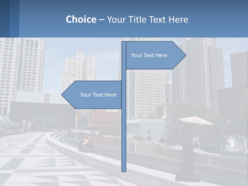 A Woman Holding An Umbrella In Front Of A Cityscape PowerPoint Template