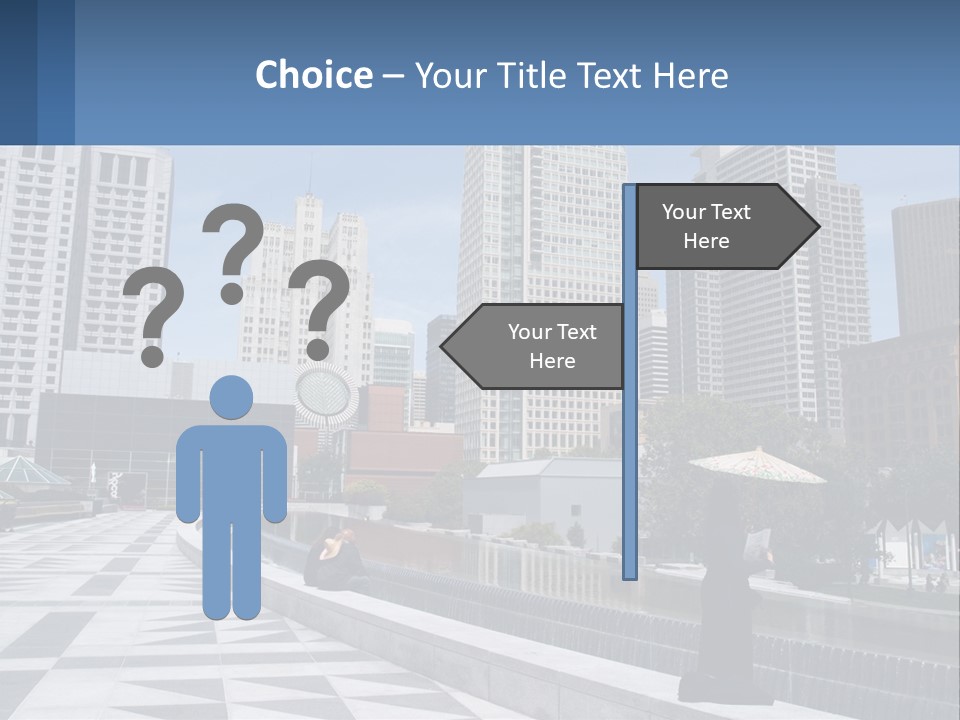A Woman Holding An Umbrella In Front Of A Cityscape PowerPoint Template