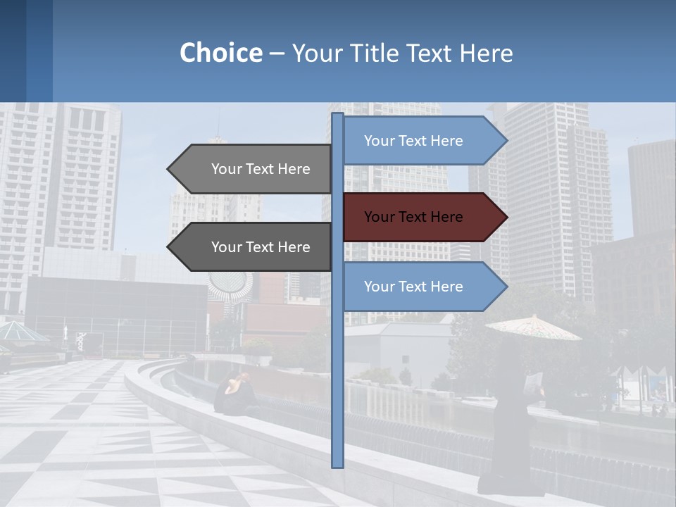 A Woman Holding An Umbrella In Front Of A Cityscape PowerPoint Template