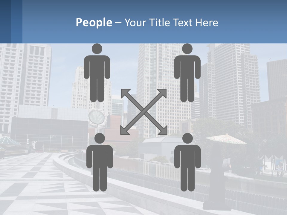 A Woman Holding An Umbrella In Front Of A Cityscape PowerPoint Template