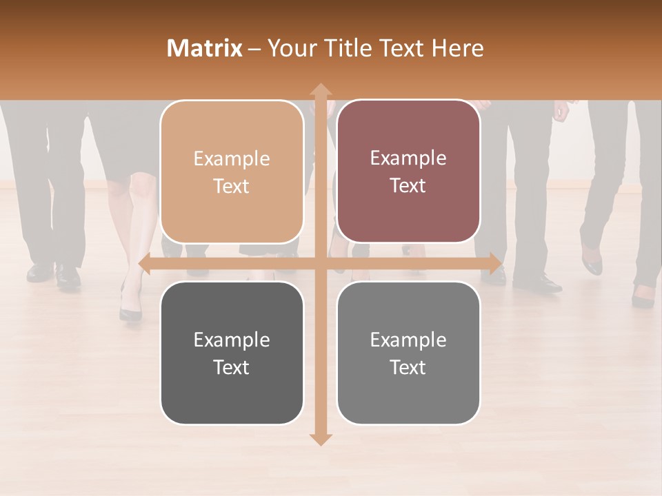 A Group Of Business People Walking Across A Wooden Floor PowerPoint Template