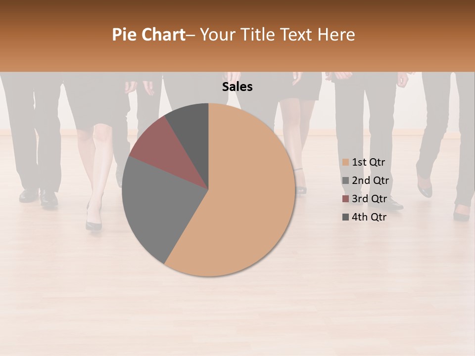 A Group Of Business People Walking Across A Wooden Floor PowerPoint Template