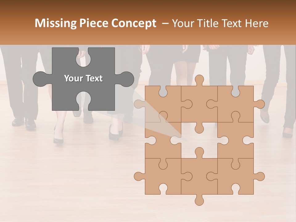 A Group Of Business People Walking Across A Wooden Floor PowerPoint Template