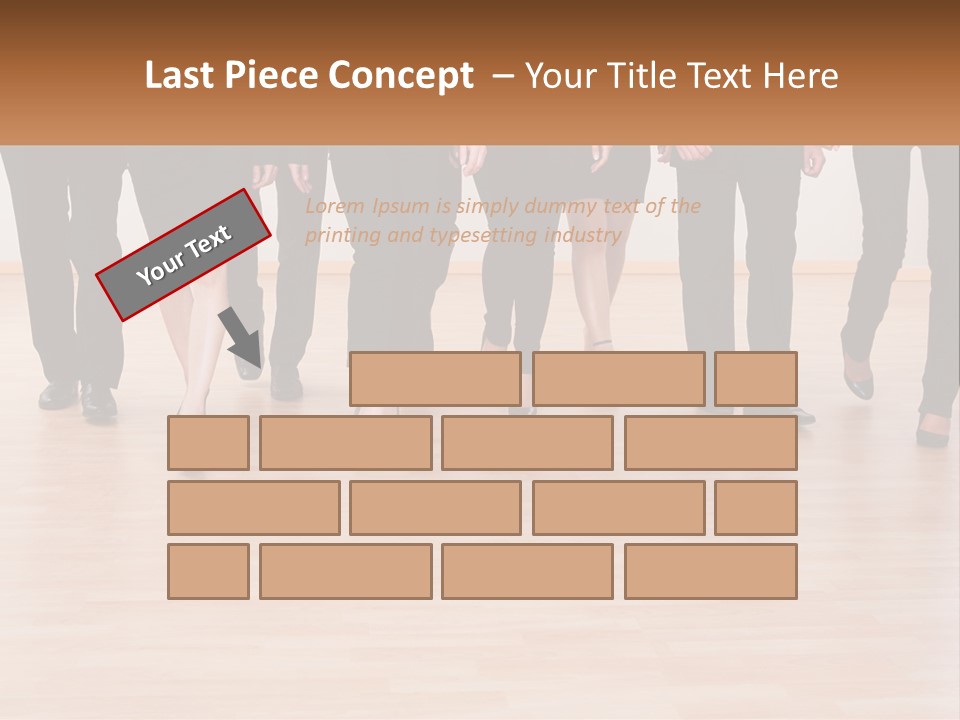 A Group Of Business People Walking Across A Wooden Floor PowerPoint Template