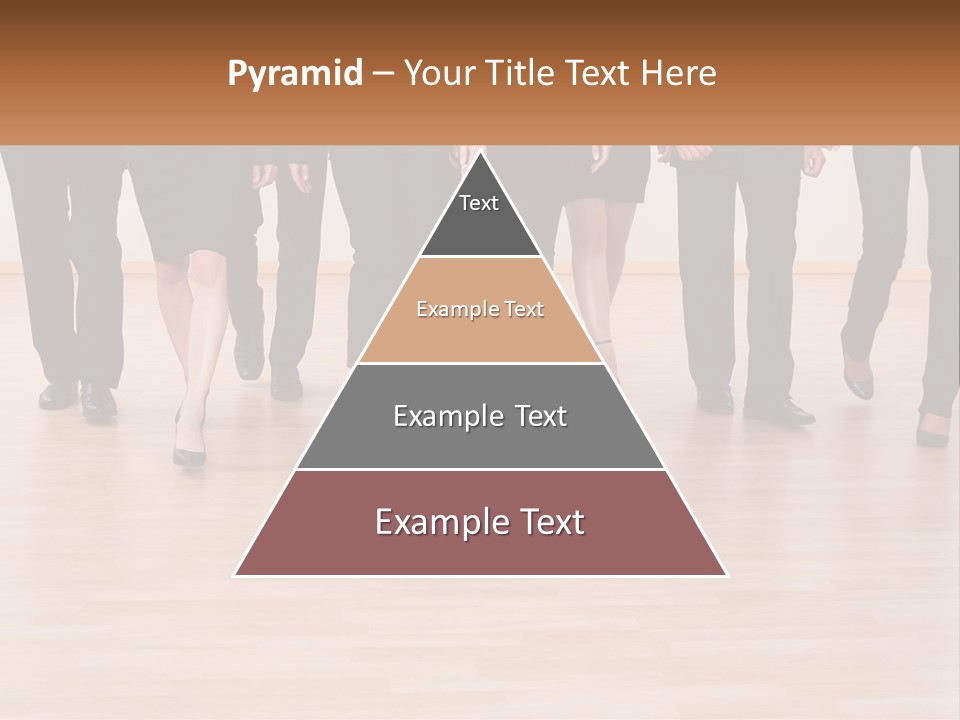 A Group Of Business People Walking Across A Wooden Floor PowerPoint Template
