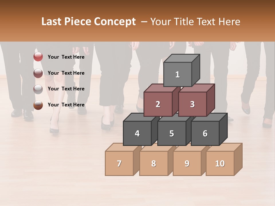 A Group Of Business People Walking Across A Wooden Floor PowerPoint Template