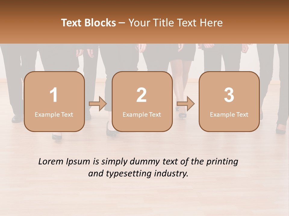 A Group Of Business People Walking Across A Wooden Floor PowerPoint Template