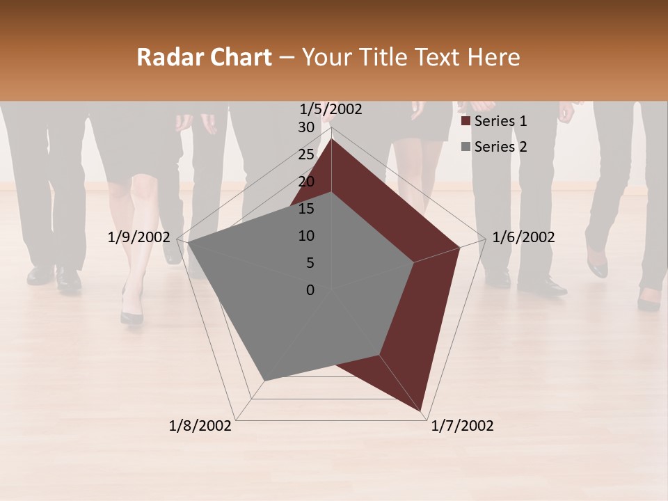 A Group Of Business People Walking Across A Wooden Floor PowerPoint Template