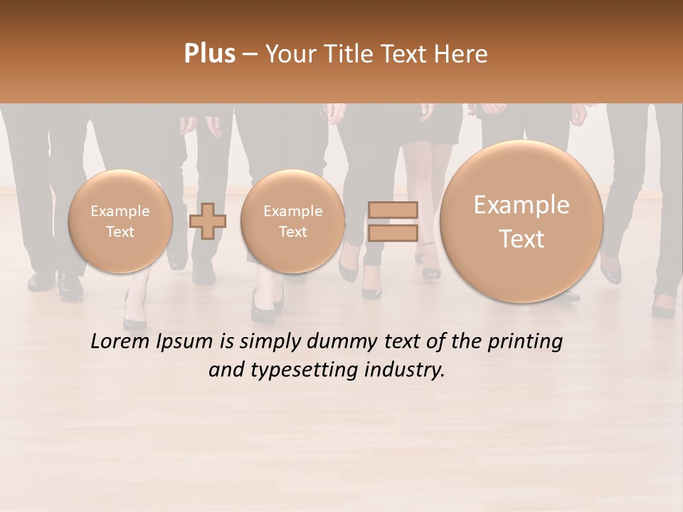 A Group Of Business People Walking Across A Wooden Floor PowerPoint Template