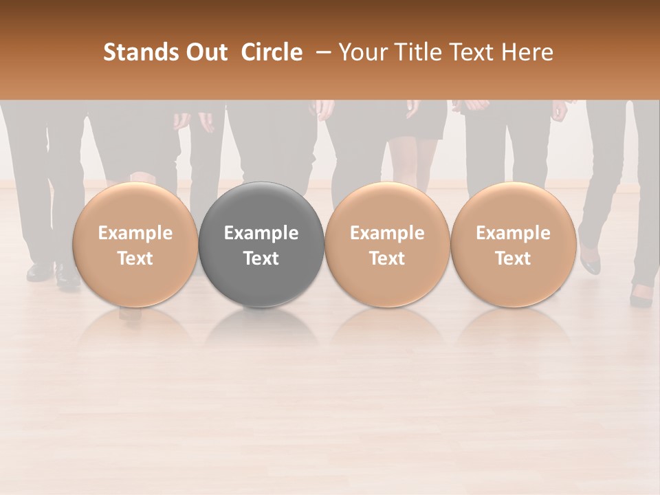 A Group Of Business People Walking Across A Wooden Floor PowerPoint Template