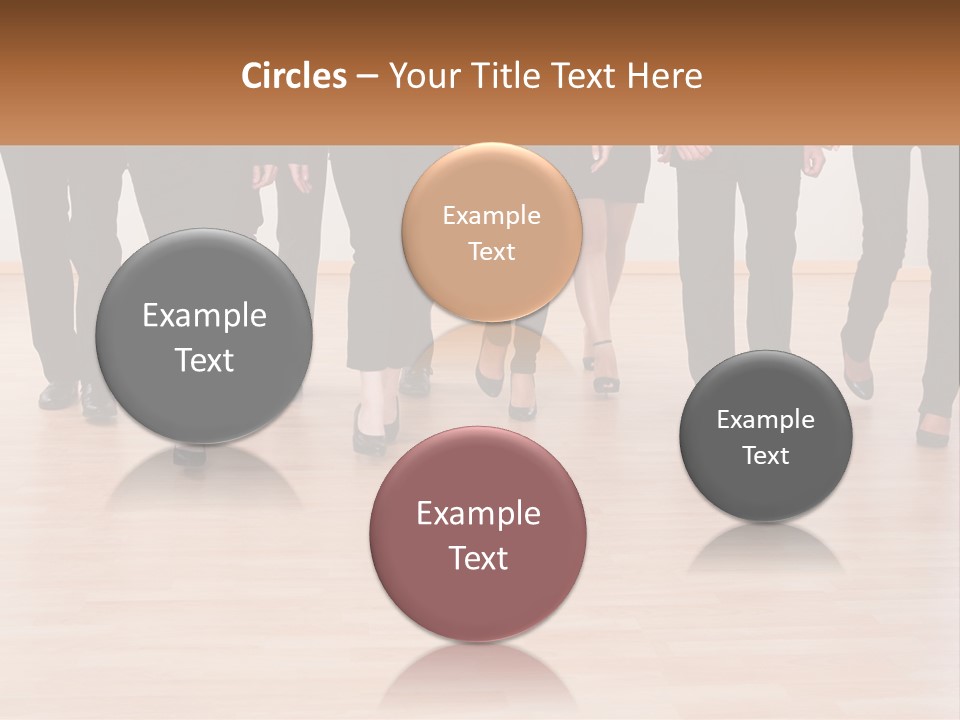A Group Of Business People Walking Across A Wooden Floor PowerPoint Template