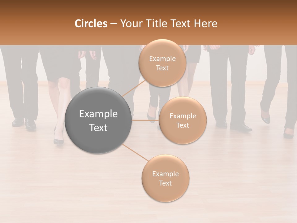 A Group Of Business People Walking Across A Wooden Floor PowerPoint Template