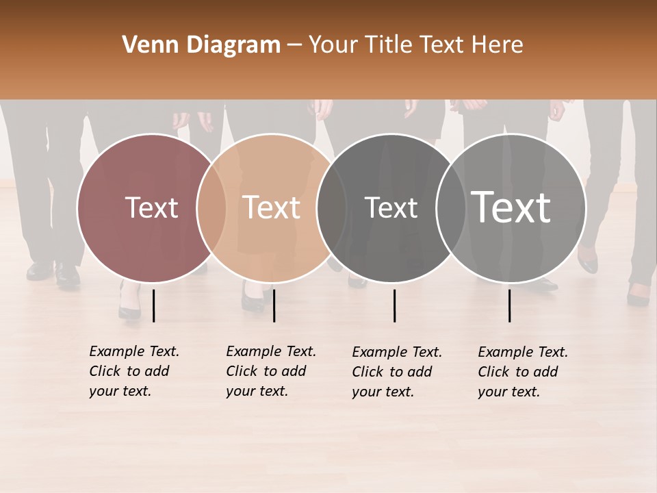 A Group Of Business People Walking Across A Wooden Floor PowerPoint Template