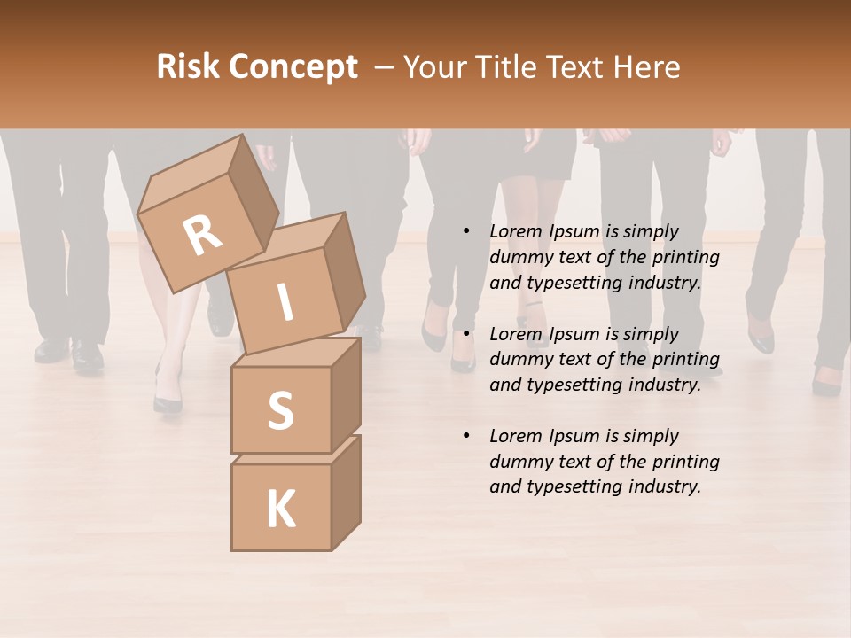 A Group Of Business People Walking Across A Wooden Floor PowerPoint Template