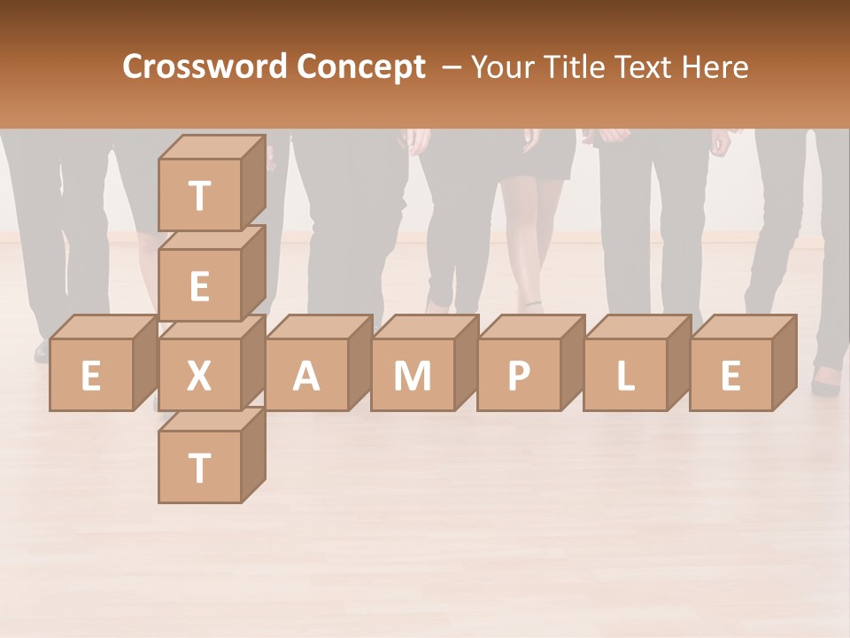 A Group Of Business People Walking Across A Wooden Floor PowerPoint Template