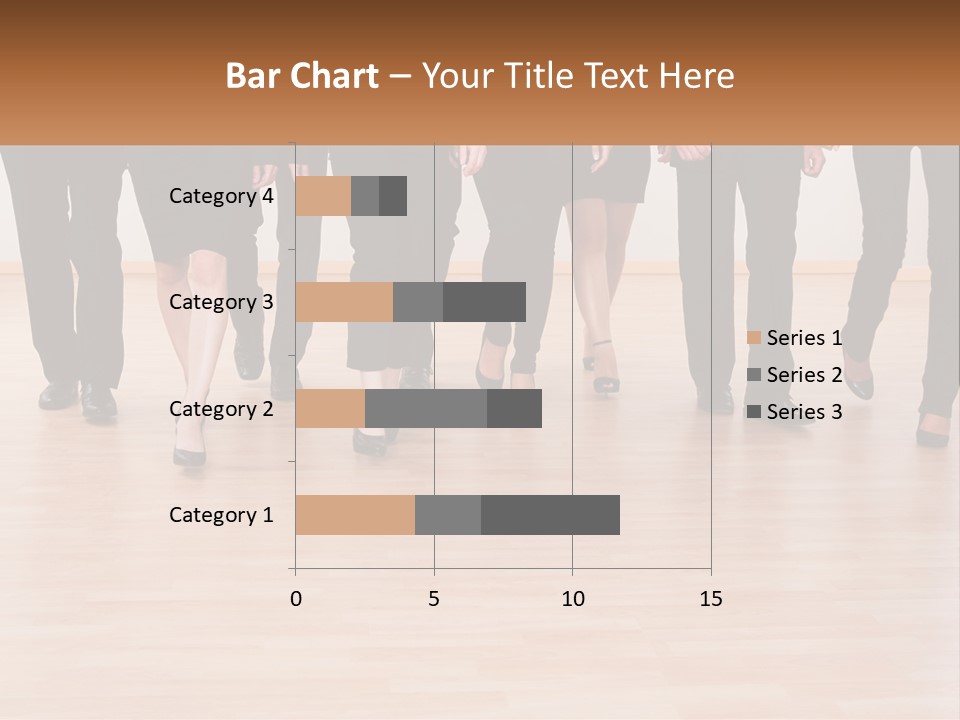 A Group Of Business People Walking Across A Wooden Floor PowerPoint Template