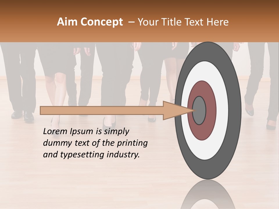 A Group Of Business People Walking Across A Wooden Floor PowerPoint Template