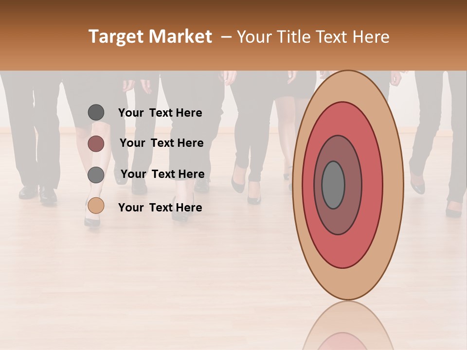 A Group Of Business People Walking Across A Wooden Floor PowerPoint Template